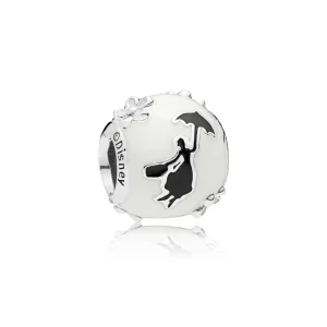 (Bild für) PANDORA Disney, Mary Poppins' Silhouette-Charm, weiße und schwarze Emaille - 797510ENMX