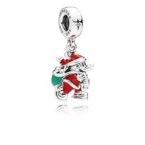 (Bild für) PANDORA Disney, Santa Mickey & Gift Bag Dangle Charm, rote und grüne Emaille - 797501ENMX