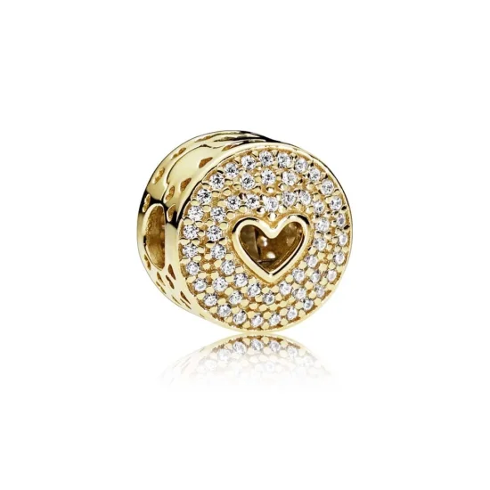 (Bild für) PANDORA Heart of Luxury Clip, 14 K Gold und klare CZ - 757557CZ