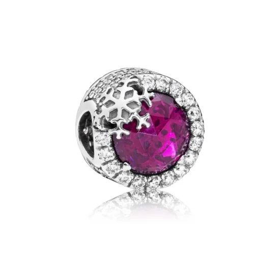 (Bild für) PANDORA Schillernder Schneeflocken-Charm, klarer CZ und kirschroter Kristall - 797555NCC