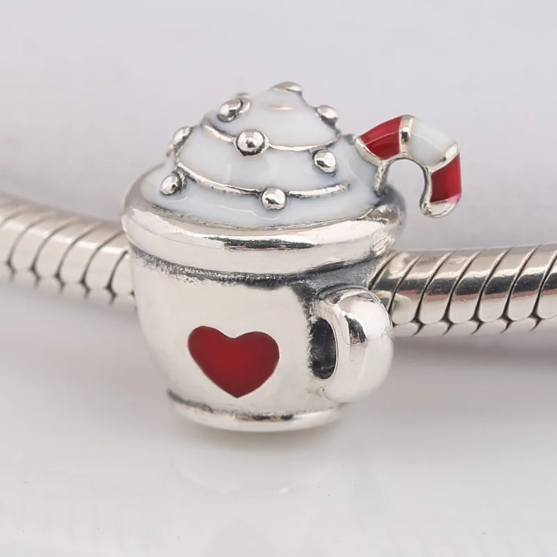 (Bild für) PANDORA Warm Cocoa Charm, weiße und rote Emaille - 797523ENMX - Ansicht 2