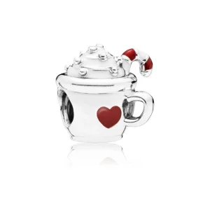 (Bild für) PANDORA Warm Cocoa Charm, weiße und rote Emaille - 797523ENMX