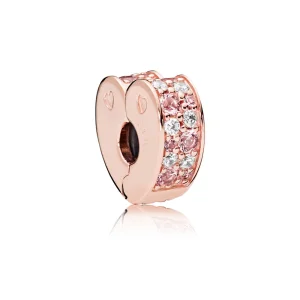 (Bild für) Arcs of Love-Clip, PANDORA Rose™, hellrosa und rosafarbene Kristalle und klare CZ - 787020NPM