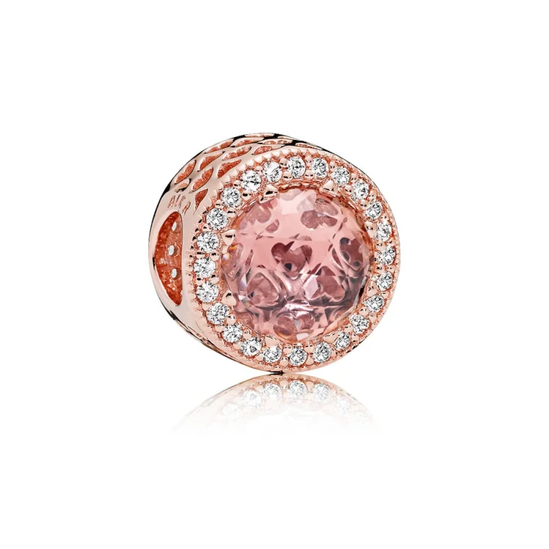 (Bild für) Charm „Strahlende Herzen“, PANDORA Rose™, errötender rosafarbener Kristall und klare CZ - 781725NBP