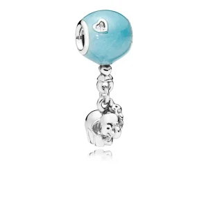 (Bild für) PANDORA-Anhänger „Elefant und blauer Ballon“, blaue Emaille und klare CZ - 797239EN169