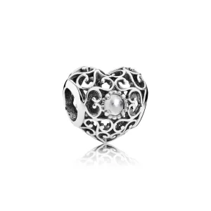 (Bild für) PANDORA April Signature Herzanhänger, Bergkristall - 791784RC