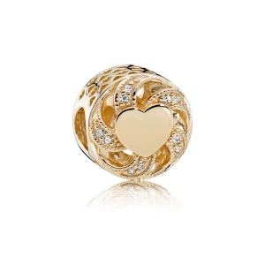 (Bild für) PANDORA Band-Herz-Charm, 14 Karat Gold und klare CZ - 751004CZ