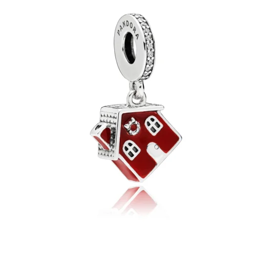 (Bild für) PANDORA Cozy Christmas House Dangle Charm, klare CZ und rote Emaille - 797517EN27