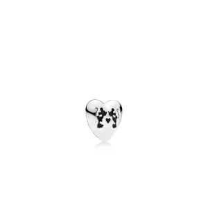 (Bild für) PANDORA Disney, Mickey & Minnie Kiss Petite Medaillon-Charm, schwarze Emaille - 796347EN16