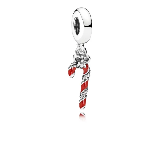 (Bild für) PANDORA Funkelnder Zuckerstangen-Anhänger, Beerenrote Emaille und klare CZ - 796382EN39