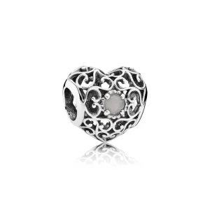 (Bild für) PANDORA June Signature Herzanhänger, Grauer Mondstein - 791784MSG
