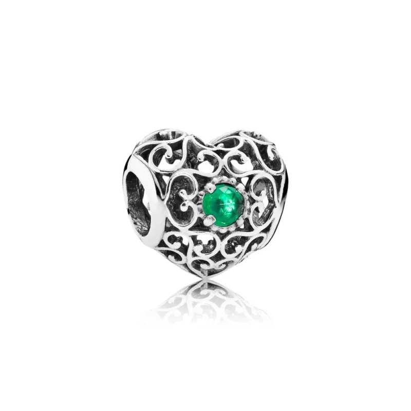 (Bild für) PANDORA Mai-Signatur-Herz-Charm, königsgrüner Kristall - 791784NRG