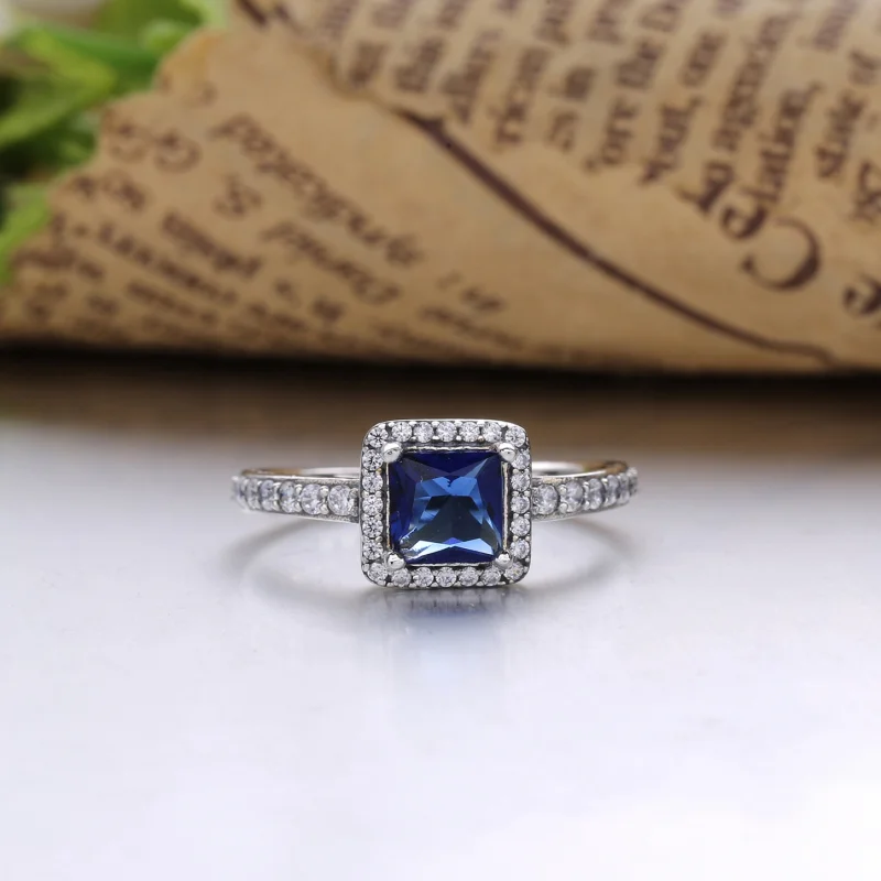 (Bild für) PANDORA Timeless Elegance Ring, echter blauer Kristall und klare CZ - 190947NBT - Ansicht 2