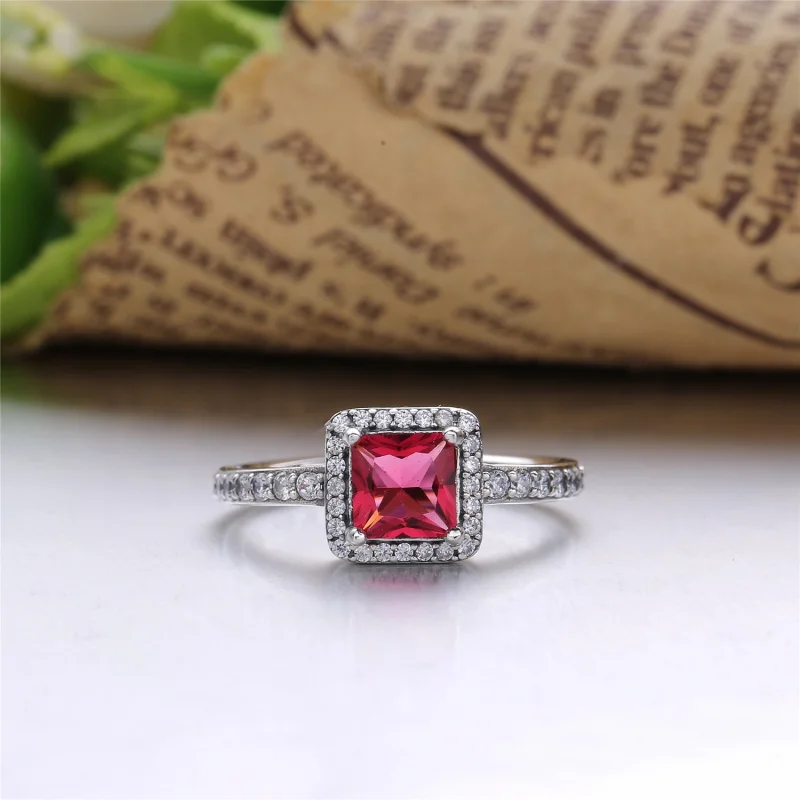 (Bild für) PANDORA Timeless Elegance Ring, synthetischer Rubin und klare CZ - 190947SRU - Ansicht 2