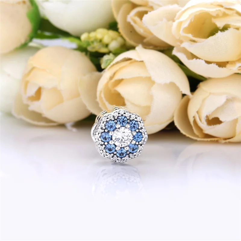 (Bild für) PANDORA Blue Sparkle Flower Charm - 797851NMB - Ansicht 2