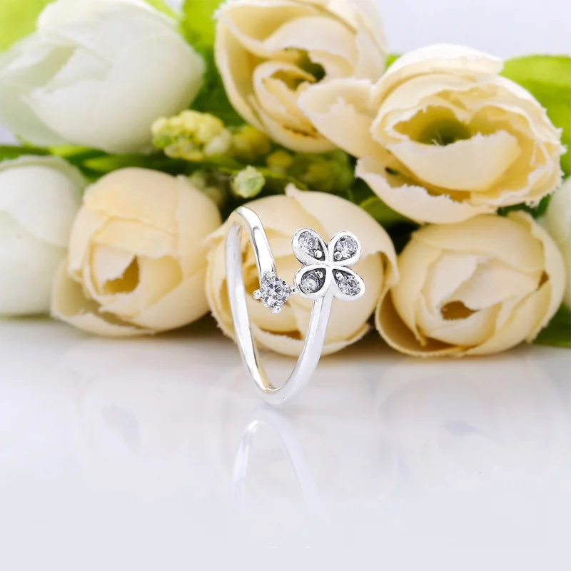 (Bild für) PANDORA Ring mit vier Blütenblättern und gedrehten Blumen - 197988CZ - Ansicht 2