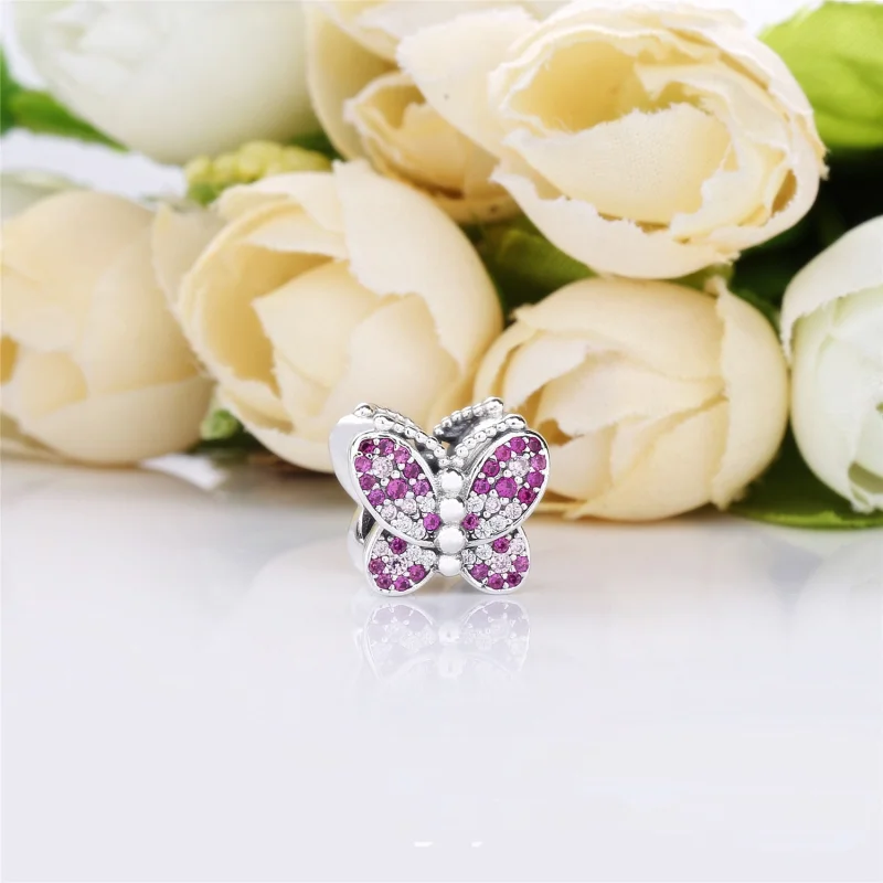 (Bild für) PANDORA Schillernder rosa Schmetterlingsanhänger - 797882NCCMX - Ansicht 2