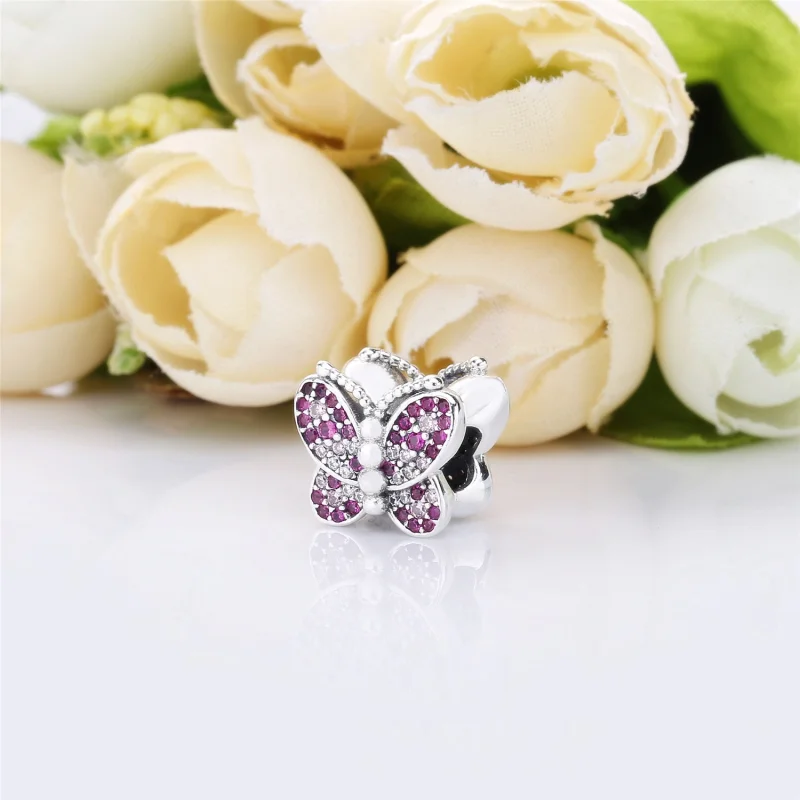(Bild für) PANDORA Schillernder rosa Schmetterlingsanhänger - 797882NCCMX - Ansicht 3