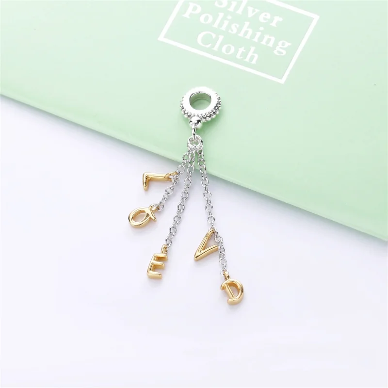 (Bild für) PANDORA zweifarbiger Loved-Schriftzug-Anhänger - 767831 - Ansicht 3