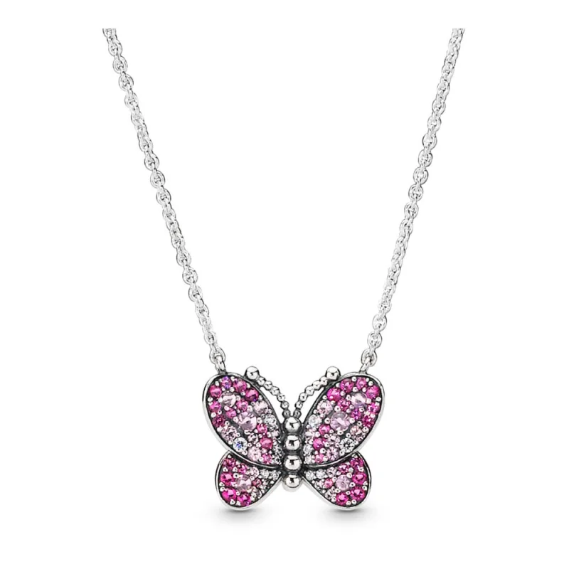 (Bild für) PANDORA Schillernde rosa Schmetterlingshalskette - 397931NCCMX-50
