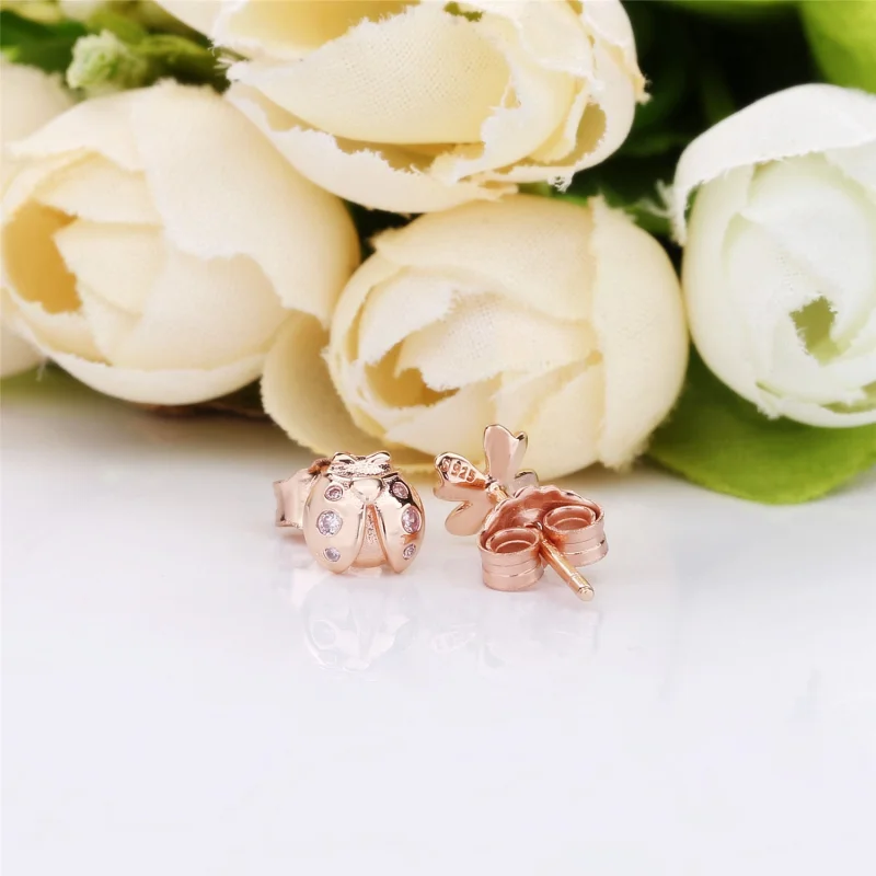 (Bild für) Vierblättriges Kleeblatt und Marienkäfer-Ohrringe, Pandora Rose™ - 287960NPO - Ansicht 3
