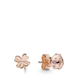 (Bild für) Vierblättriges Kleeblatt und Marienkäfer-Ohrringe, Pandora Rose™ - 287960NPO