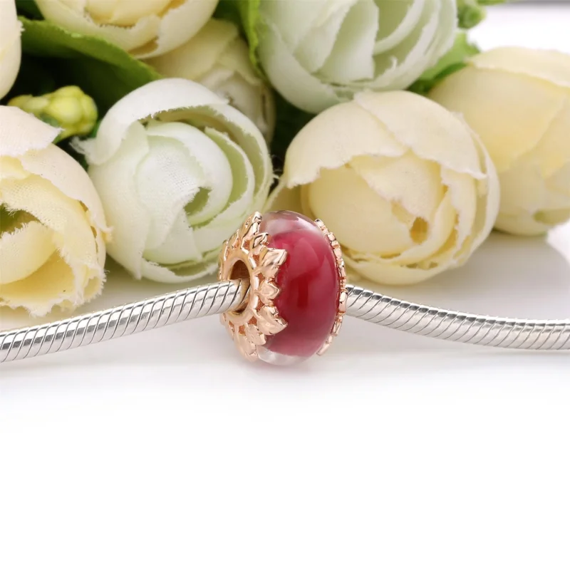 (Bild für) PANDORA Rosa Murano-Glas-Blätter-Charm - 788244 - Ansicht 3