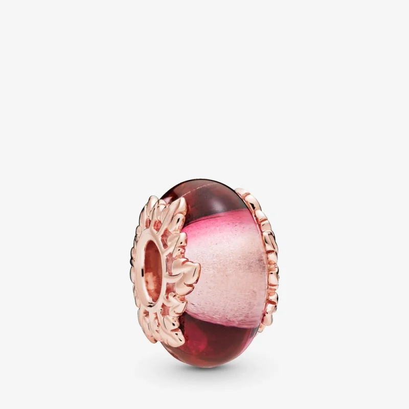 (Bild für) PANDORA Rosa Murano-Glas-Blätter-Charm - 788244