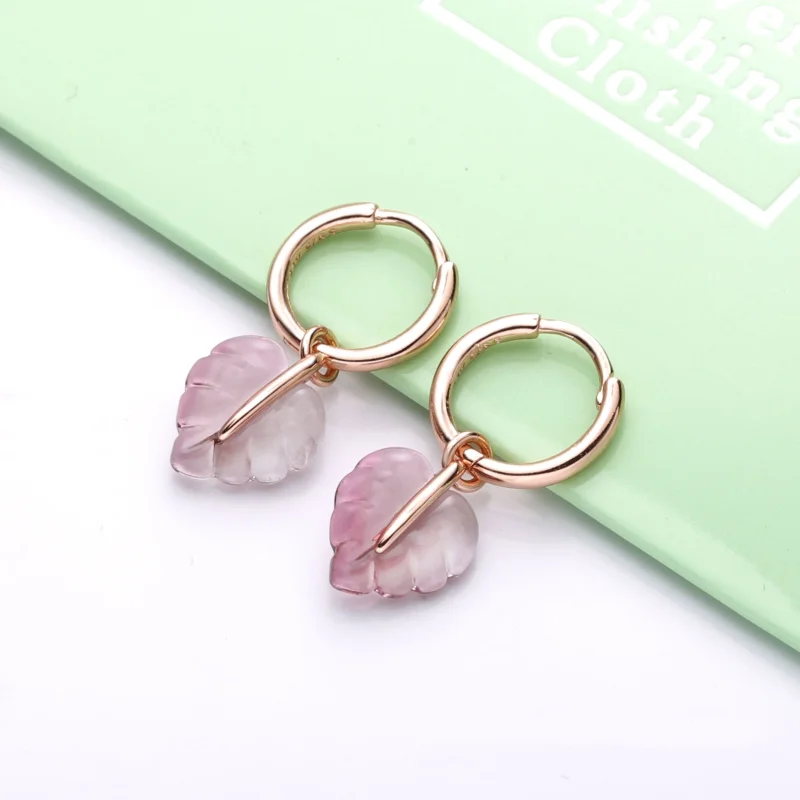 (Bild für) PANDORA Rosa Muranoglas-Blatt-Creolen - 288317PMU - Ansicht 2