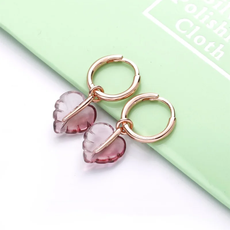 (Bild für) PANDORA Rosa Muranoglas-Blatt-Creolen - 288317PMU - Ansicht 3