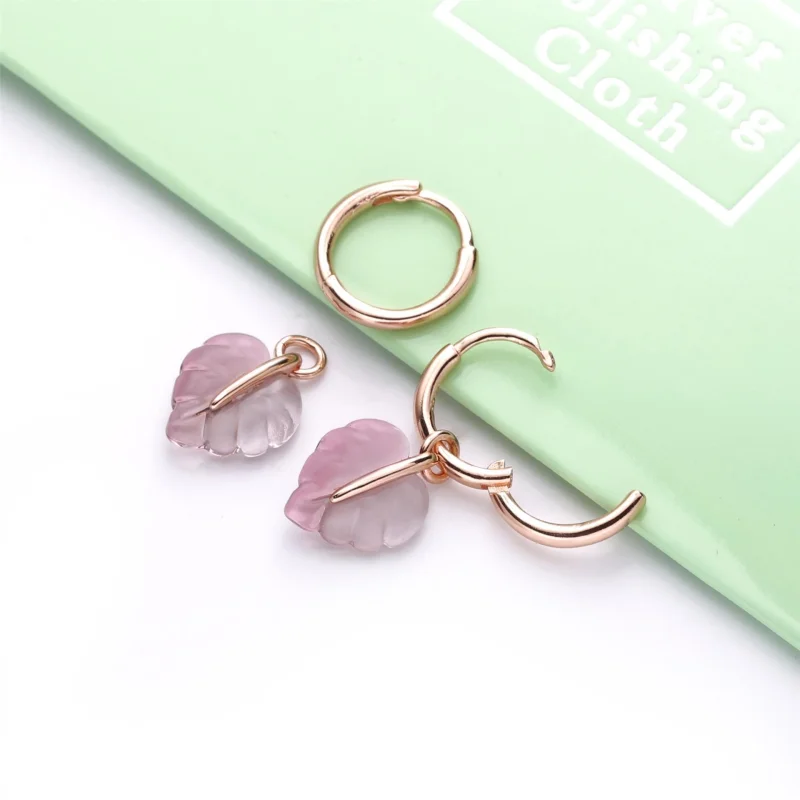 (Bild für) PANDORA Rosa Muranoglas-Blatt-Creolen - 288317PMU - Ansicht 4