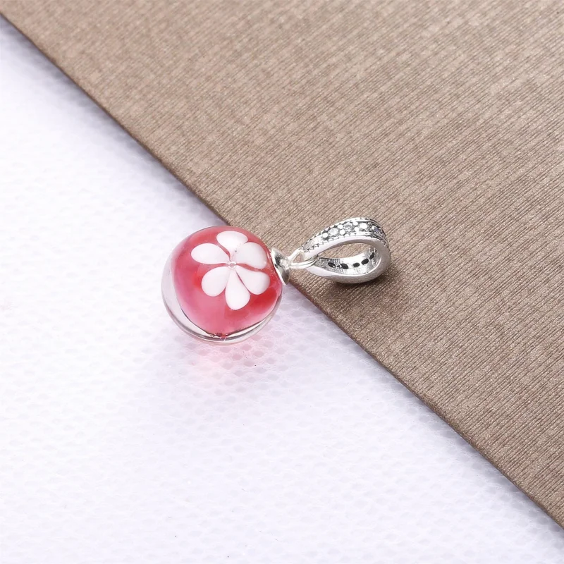 (Bild für) PANDORA Rosa Pfirsichblüten-Blumen-Anhänger aus Muranoglas - 798082CZ - Ansicht 2