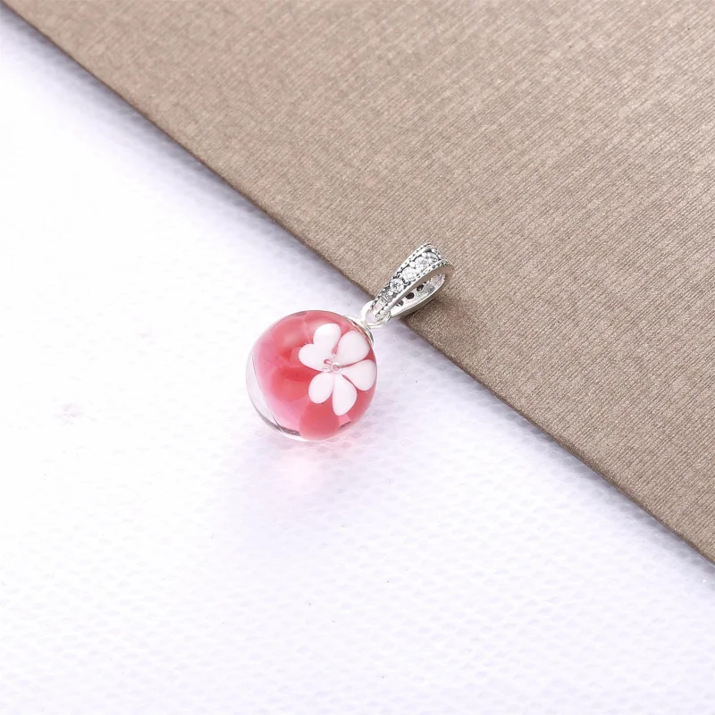 (Bild für) PANDORA Rosa Pfirsichblüten-Blumen-Anhänger aus Muranoglas - 798082CZ - Ansicht 3