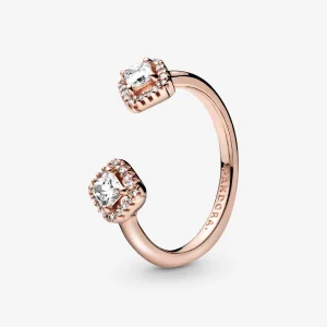 (Bild für) PANDORA Roségoldener, quadratischer, glitzernder offener Ring - 188506C01