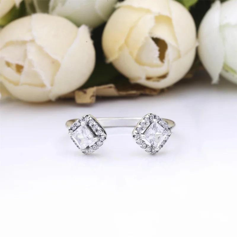 (Bild für) PANDORA Square Sparkle Offener Ring - 198506C01 - Ansicht 4