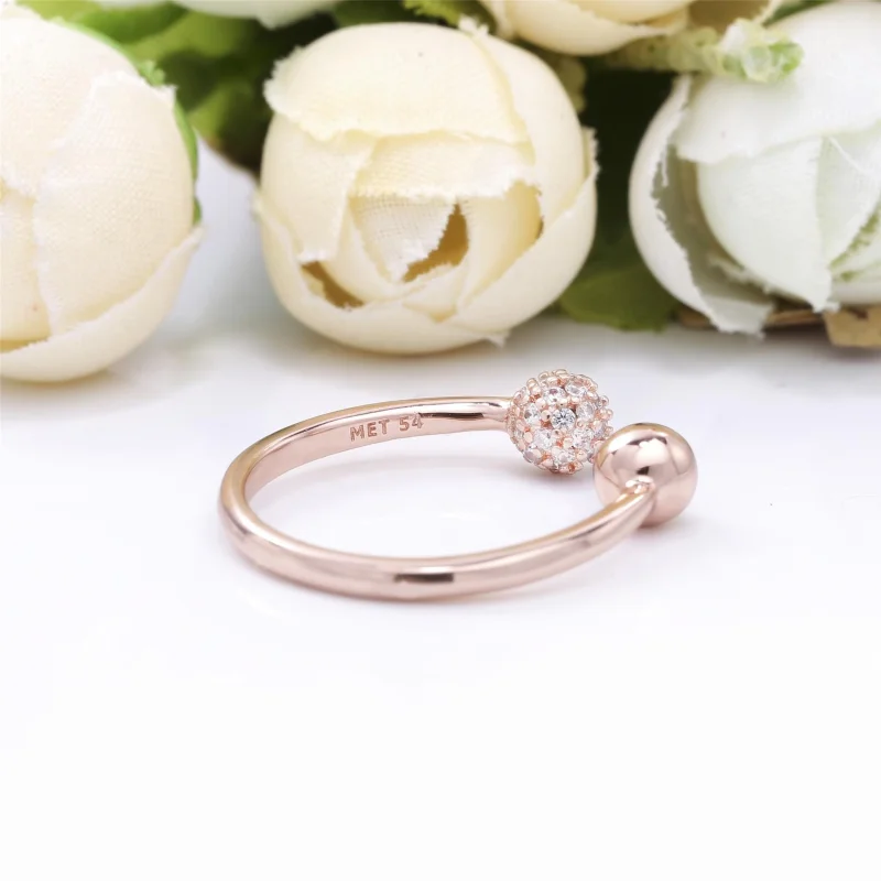 (Bild für) Offener PANDORA-Ring mit polierter Oberfläche und Pavé-Perlen - 188316CZ - Ansicht 3