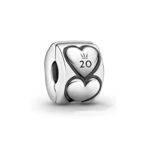 (Bild für) PANDORA Clip aus Sterlingsilber mit Herzen zum 20-jährigen Jubiläum - 799006C00