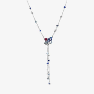 (Bild für) PANDORA Fächer-Y-Halskette in Blau und Rosa (2 Tragevarianten) - 398183SRUMX-45
