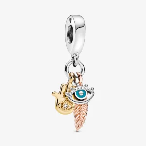 (Bild für) PANDORA Hamsa, Spiritualitäts-Anhänger mit allsehendem Auge und Feder - 768785C01