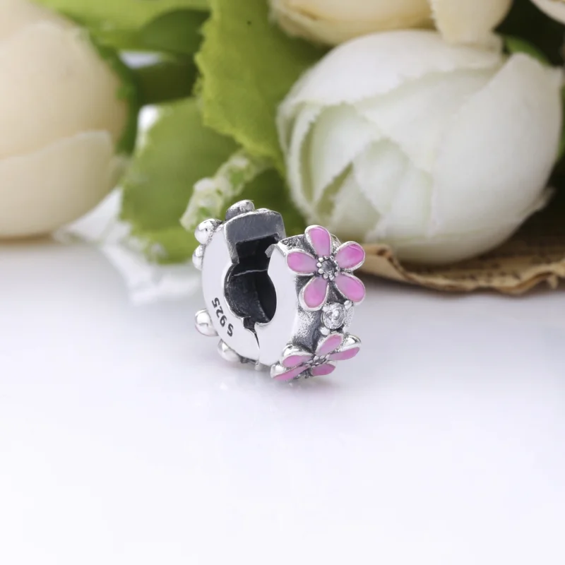 (Bild für) PANDORA Rosa Gänseblümchen-Blumen-Clip-Charm - 798809C01 - Ansicht 4