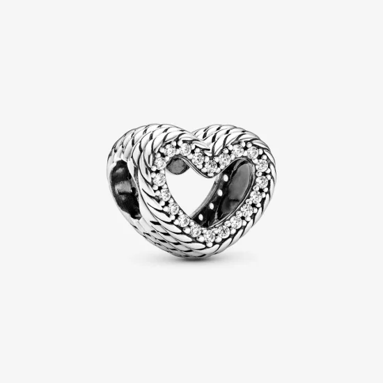 (Bild für) PANDORA Schlangenkettenmuster-Charm mit offenem Herz - 799100C01