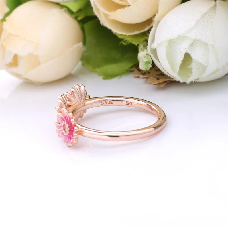 (Bild für) Rosafarbenes Gänseblümchen Trio Ring - 188792C01 - Ansicht 4