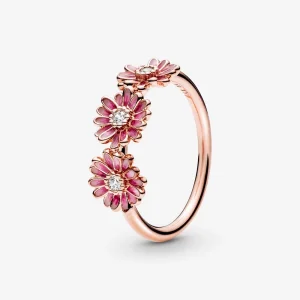 (Bild für) Rosafarbenes Gänseblümchen Trio Ring - 188792C01