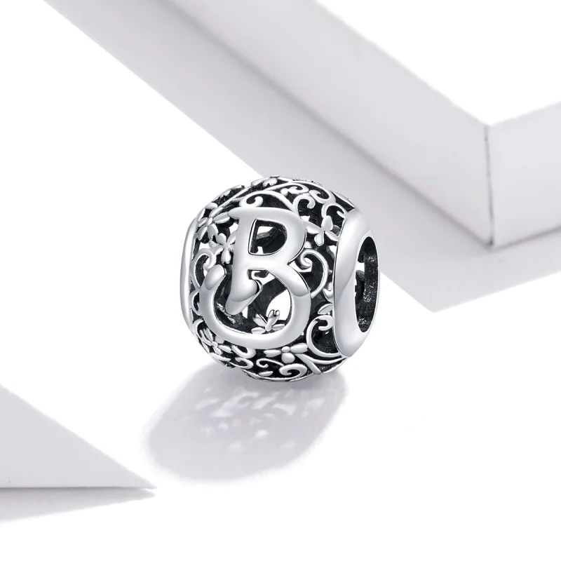 (Bild für) Charm mit durchbrochenem Blumen-Buchstabe B im Pandora-Stil - SCC1444-B - Ansicht 2