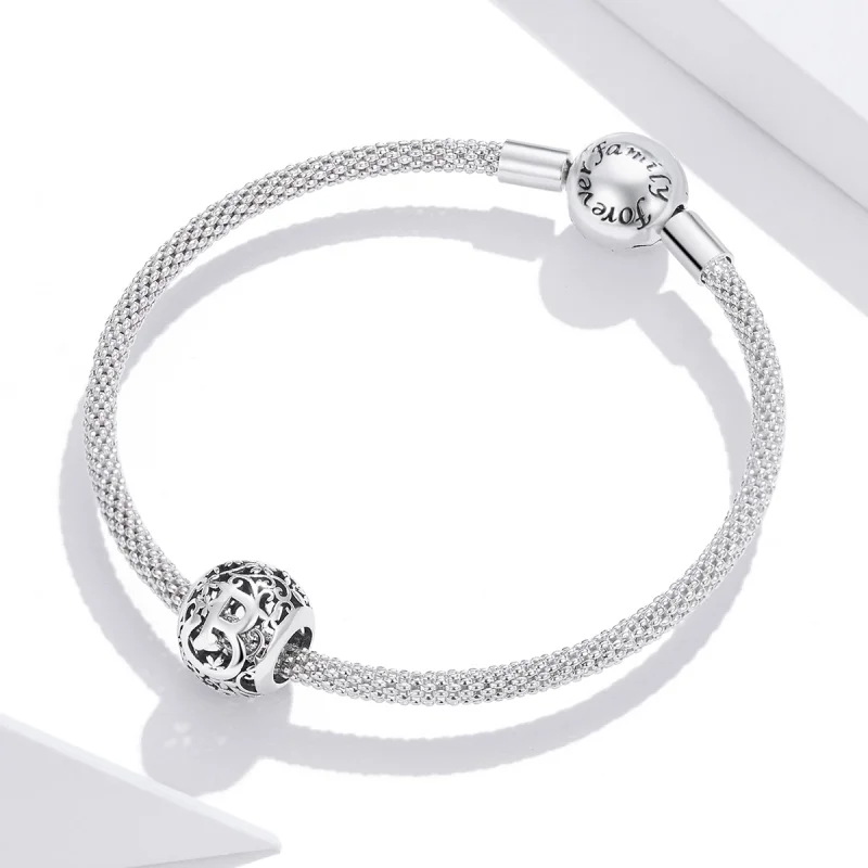 (Bild für) Charm mit durchbrochenem Blumen-Buchstabe B im Pandora-Stil - SCC1444-B - Ansicht 3