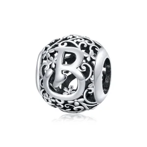 (Bild für) Charm mit durchbrochenem Blumen-Buchstabe B im Pandora-Stil - SCC1444-B
