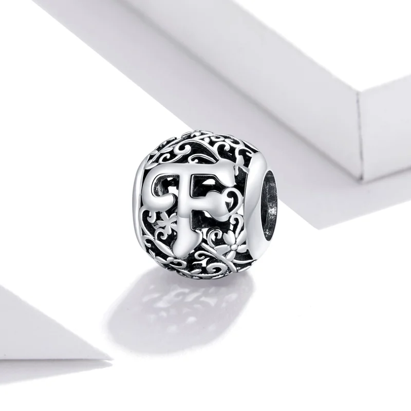 (Bild für) Charm mit durchbrochenem Blumen-Buchstabe F im Pandora-Stil - SCC1444-F - Ansicht 2