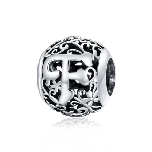 (Bild für) Charm mit durchbrochenem Blumen-Buchstabe F im Pandora-Stil - SCC1444-F