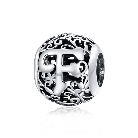 (Bild für) Charm mit durchbrochenem Blumen-Buchstabe F im Pandora-Stil - SCC1444-F
