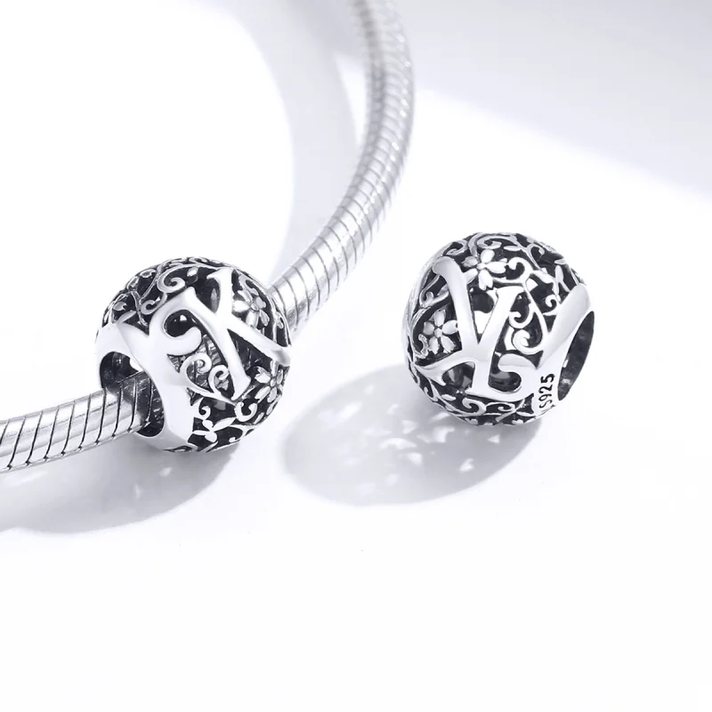 (Bild für) Charm mit durchbrochenem Blumen-Buchstabe K im Pandora-Stil - SCC1444-K - Ansicht 4